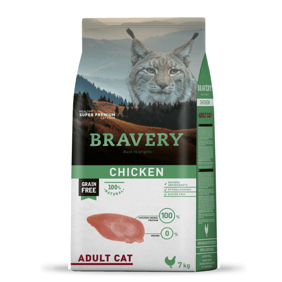 Корм Bravery Cat Adult Chicken сухой с курицей для взрослых котов 7 кг
