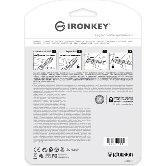 USB флеш накопичувач Kingston 64GB IronKey Keypad 200 AES-256 Encrypted Blue USB 3.2 (IKKP200/64GB) | Зображення 6
