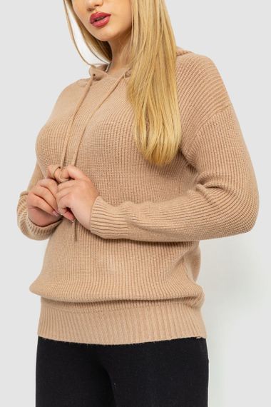 Кофта-батник жіноча з капюшоном, колір бежевий, 244R2029 | Зображення 2