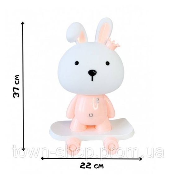 Ночник детский «Зайчик на скейте» MGZ-1407(Pink) питание от USB | Зображення 1