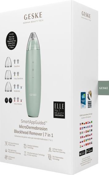 Микродермабразийное устройство для удаления черных точек GESKE MicroDermabrasion Blackhead Remover 7в1 starlight, Зеленый | Зображення 7