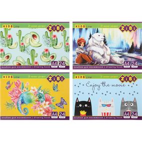 Альбом для рисования ZiBi А4, KIDS Line 24 листов, на скобе (ZB.1424) - Топ Продаж!