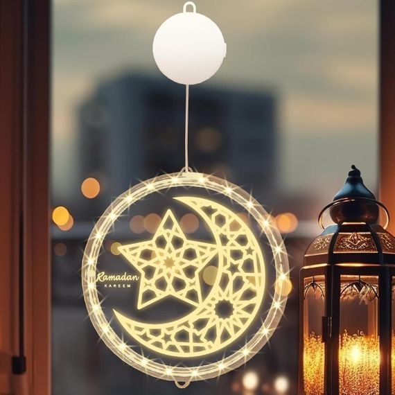 Декоративна LED лампа Ramadan, набір 2шт, на батарейках, прикраса на стіну або вікно Рамадан | Зображення 3