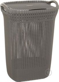 Кошик для білизни пластиковий Curver Knit 57 л 03676 коричневий, міцний і зручний