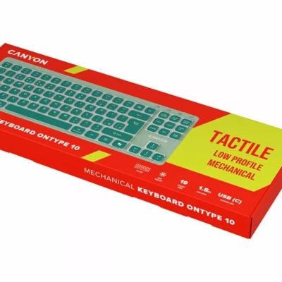 Клавиатура Canyon OnType 10 TKL Mechanical Silent Low-profile USB UA Green (CNS-HKB10GR) | Зображення 9