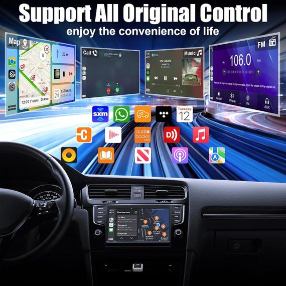 CarPlay 2в1 беспроводной адаптер Android Auto с Wi-Fi Bluetooth, для авто 2018–2024 для штатного карплея донгл | Зображення 2