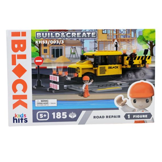 Конструктор "Ремонт дороги" KH53/003/3 Build & create Mini construction site IBLOCK, 185 деталей, в коробці (6903398896962)