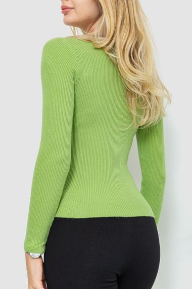 Кофта жіноча на блискавці в рубчик, колір фісташковий, 204R003 | Зображення 3