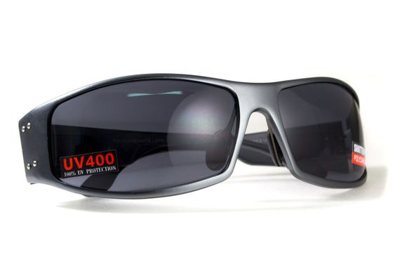 Окуляри захисні Global Vision Bad-Ass-2 GunMetal (gray), сірі в темній металевій оправі | Зображення 5