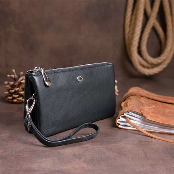 Вместительный клатч на два отделения женский ST Leather 19246 Черный | Зображення 8