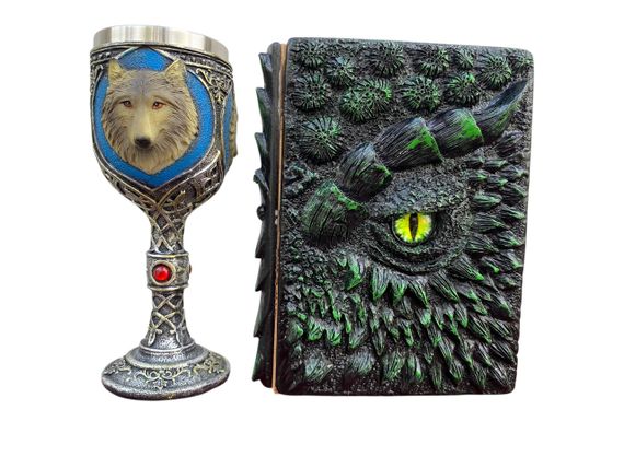 Подарунковий набір Келих 3D Вовки та Блокнот 3D «Око Лісового Дракона»