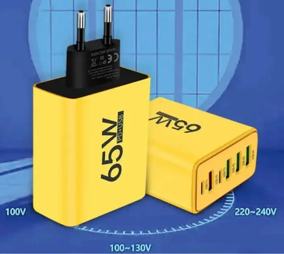 Зарядний пристрій для телефону (65W), 1xUSB + 2хType-C / Адаптер для заряджання / Швидка зарядка для смартфона | Зображення 2