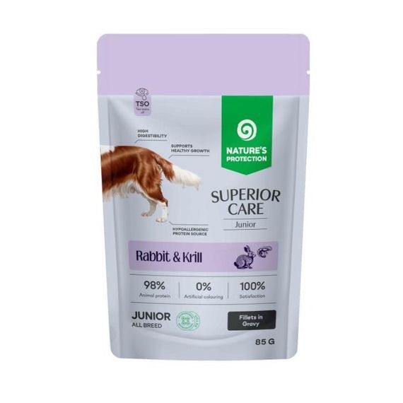 Вологий корм з кроликом для цуценят Nature's Protection Superior Care Junior Rabbit And Krill, 85 гр