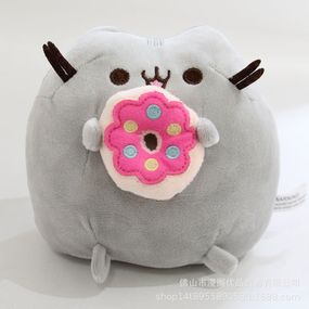 Плюшевая мягкая игрушка Кот Пушин с большим пончиком 15х14см Pusheen Cat