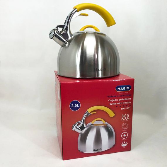 Гарний чайник для плит Magio MG-1191 2.5 Л Чайник для плити зі свистком чаю NA-46 | Зображення 7