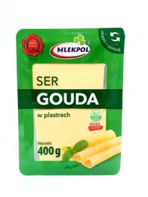 Сир твердий нарізка слайсами Gouda Mlekpol, 400 г, Польща