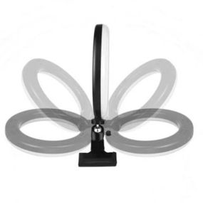 Лампа кольцевая светодиодная RGB 20 см с зажимом и держателем для телефона LJJ20 USB Черная