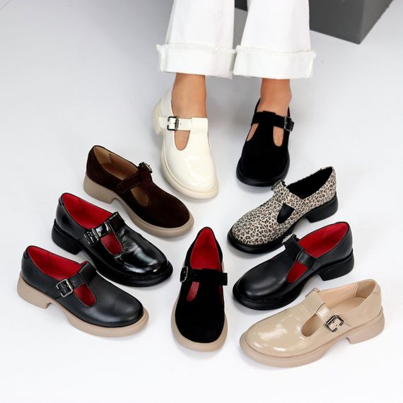 Замшеві демі туфлі на ремінці натуральна замша низький хід колір Шоколад | Зображення 9