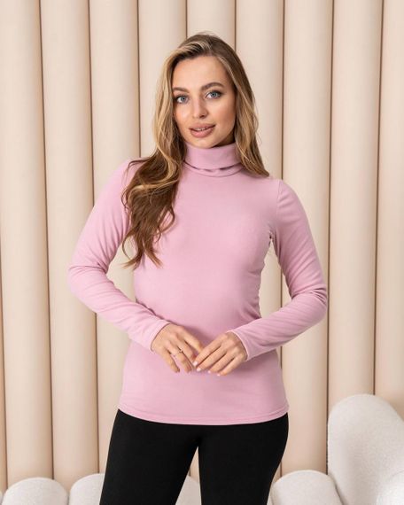 Жіноча тепла водолазка-гольф напівшерсть на термофлісі колір рожевий розмір 42/44 DM09.09