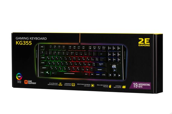 Клавиатура игровая 2E GAMING KG355 LED 87key USB Black Ukr (2E-KG355UBK) | Зображення 1
