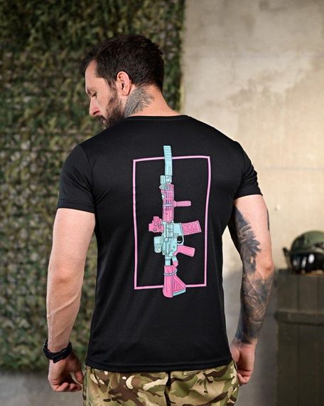 Тактична волога відводна футболка gun black ПП4646