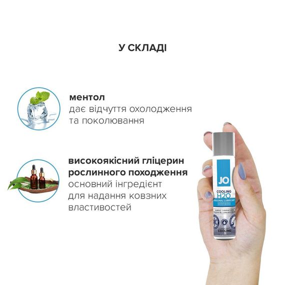 Охолоджувальна змазка на водній основі System JO H2O COOLING (30 мл) з ментолом, рослинний гліцерин | Зображення 3