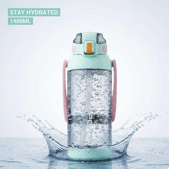Бутылка TKK 1400 мл - Бирюзовая Tritan BPA-free, ударопрочная, спортивная с двойной системой переноски | Зображення 7