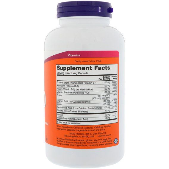 Пиридоксин NOW Foods Vitamin B-6 100 mg 250 Veg Caps | Зображення 1