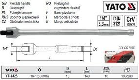 Вороток шарнірний квадрат 1/4" L-140 мм YATO YT-1425