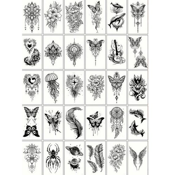 Набір дитячих тимчасових татуювань "Чорні міні №4" black-tattoo-mini-set-4-H