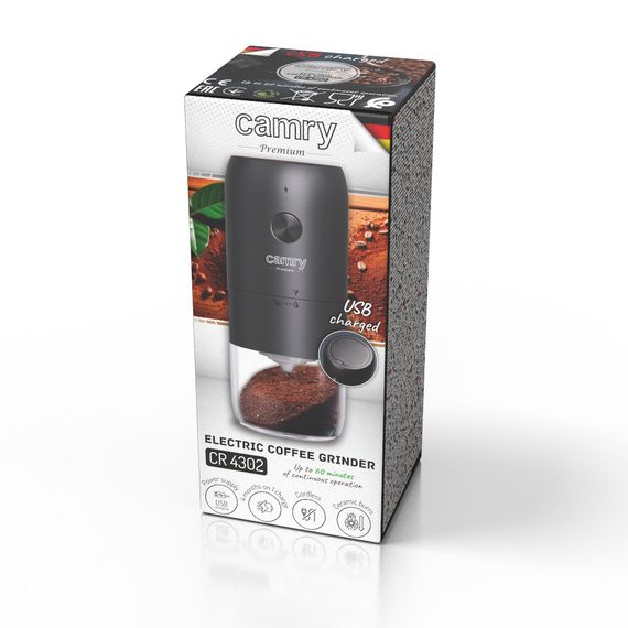 Кофемолка аккумуляторная Camry CR 4302 керамическая жернова USB-C для кофе | Зображення 9