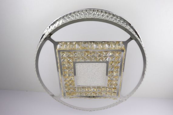 Люстра стельова кришталева LED з пультом 25678 Хром 19х72х72 см. | Зображення 4