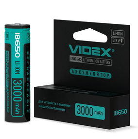 Акумулятор 18650 Li-lon 3000mAh захист (бл-1шт) Videx