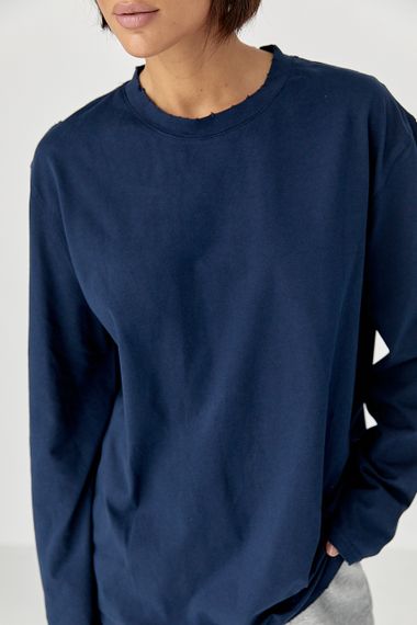 Однотонний базовий лонг oversize - темно-синій цвет, ONE SIZE (є розміри) | Зображення 3