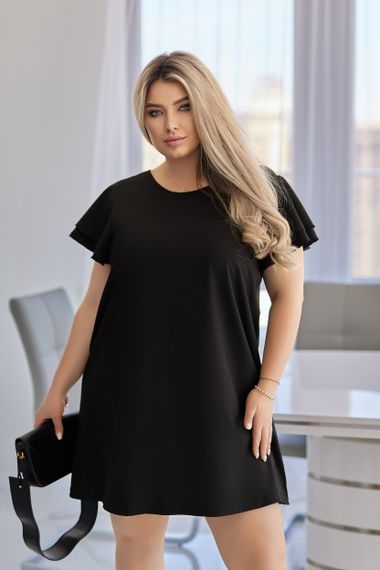 Женское короткое летнее платье софт с коротким рукавом крылышко GF7967 цвет черный размер 50/52 | Зображення 2