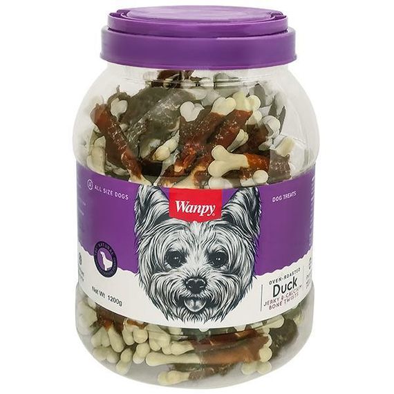 Wanpy Duck Jerky & Calcium Bone Twists ванпи кость з в'яленою качкою І кальцієм ласощі для собак 1.2кг