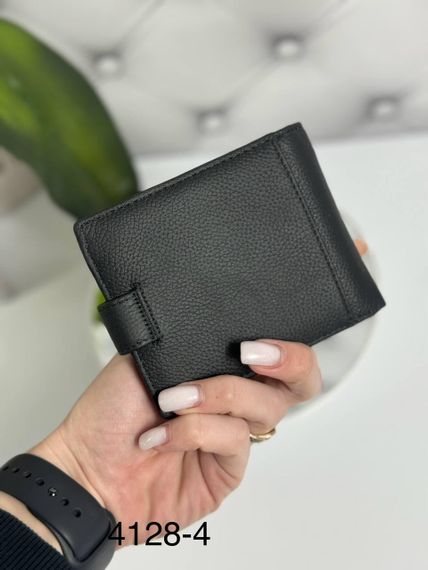 Кошелек мужской нагрудный двойного сложения натуральная кожа Черный | Зображення 4
