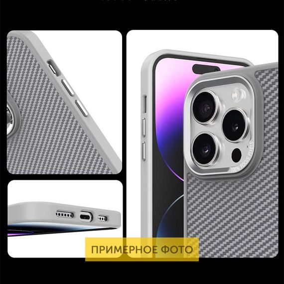 Чехол TPU+PC Carbon Mirage with MagSafe для Apple iPhone 16 (6.1") Grey | Зображення 2