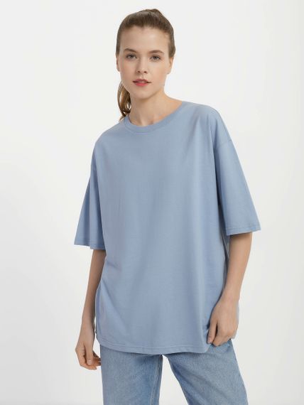 Футболка жіноча оверсайз сіро-блакитна, 2XL