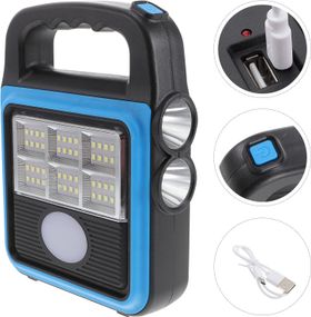 Фонарь-прожектор USB з сонячною панеллю та павербанком Solar LED light HS-8020 ∙ Світлодіодний кемпінговий ліхтар з функцією Power Bank HS-8020D