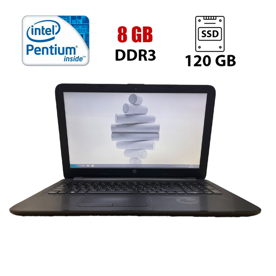 Ноутбук HP 15-ac652ur / 15.6" (1366x768) TN / Intel Pentium N3700 (4 ядра по 1.6 - 2.4 GHz) / 8 GB DDR3 / 120 GB SSD / Intel HD Graphics / WebCam б/в