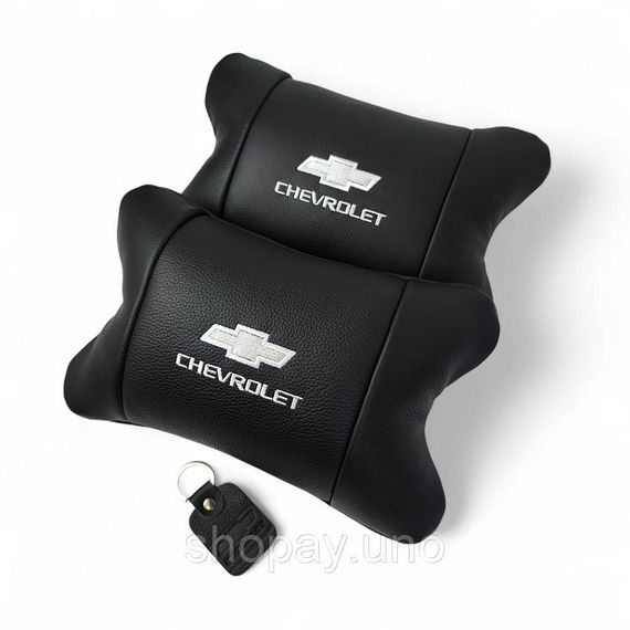 Автомобильные подушки Chevrolet из натуральной итальянской кожи + кожаный брелок в подарок | Зображення 1