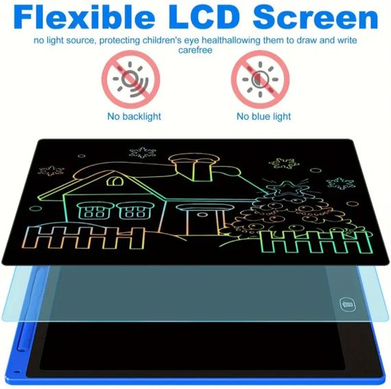 10 дюймов цветной ЖК-планшет для письма, детский блокнот для рисования граффити, планшет для рисования. Синий | Зображення 1