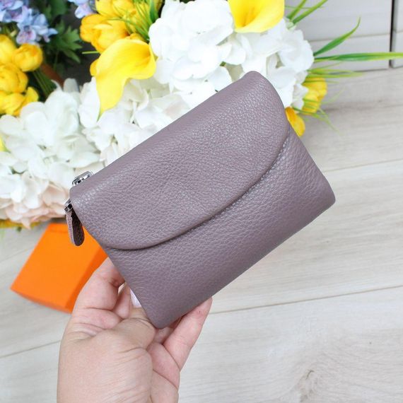 Кошелек женский кожаный маленький Темная-пудра