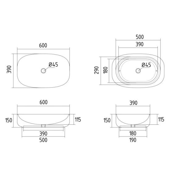 Раковина-чаша Qtap Robin 600x390x150 White QT13112143PW | Зображення 1