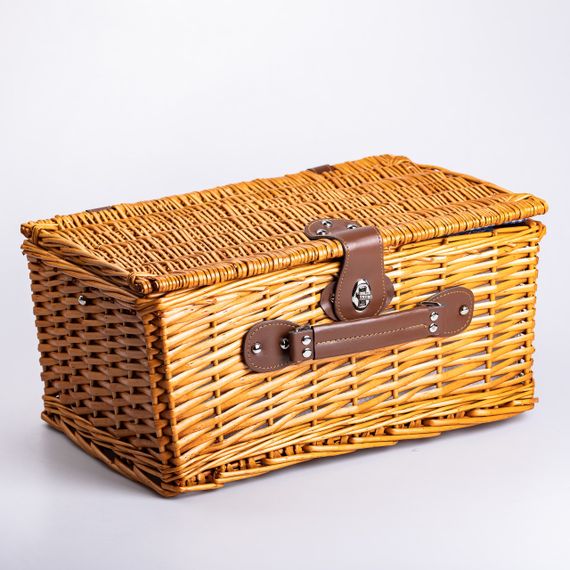 Кошик плетений для пікніка з посудом на 4 персони 42х28х20 см набір посуду туристичний для кемпінгу | Зображення 7