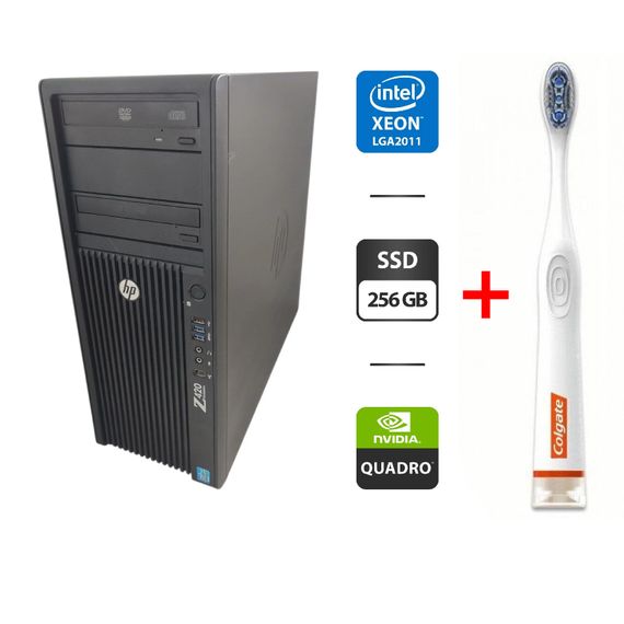 Робоча станція HP Z420 Workstation Tower / Intel Xeon E5-2658 V2 (10 (20) ядер по 2.4 - 3.0 GHz) / 32 GB DDR3 / 256 GB SSD / nVidia Quadro M2000, 4 GB GDDR5, 128-bit / DVD-ROM б/в + Подарунок Розумна інтерактивна зубна щітка Colgate Connect M1 / Bluetooth
