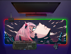 Игровая поверхность для мышки с Аниме принтом "Милый во франксе" Zero two LED  подсветка 800*300*4 мм 1207