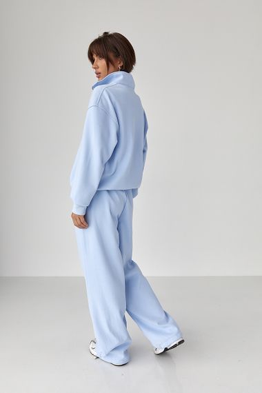 Теплий спортивний костюм з написами - блакитний цвет, S/M (є розміри) | Зображення 1