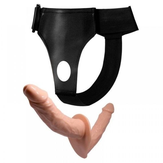 Страпон із двома фалоімітаторами реалістичний на трусиках бежевий, 18 х 3.6 см sexstyle | Зображення 4